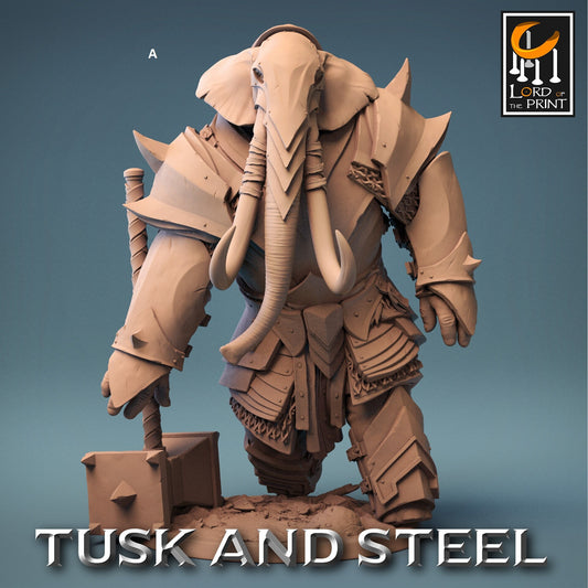 Loxodon with Great Hammer | Rescale Miniatures | Compatible with D&D/AoS | Fantasy | Tabletop RPG