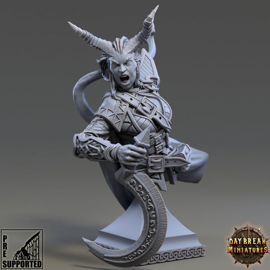 Tiefling Gretchen Bust | DayBreak Miniatures | Compatible with D&D/AOS | Fantasy | Tabletop