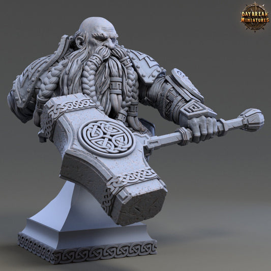 Dwarf Bouldus Bust | DayBreak Miniatures | Compatible with D&D/AOS | Fantasy | Tabletop