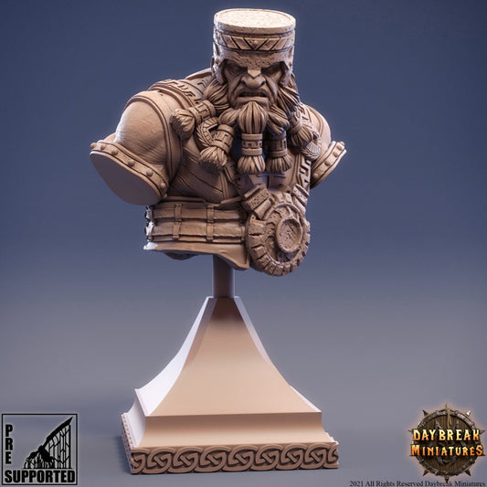 Dwarf Kingan Bust | DayBreak Miniatures | Compatible with D&D/AOS | Fantasy | Tabletop