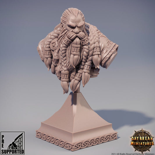 Dwarf Petri Bust | DayBreak Miniatures | Compatible with D&D/AOS | Fantasy | Tabletop