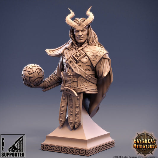 Tiefling Emil Bust | DayBreak Miniatures | Compatible with D&D/AOS | Fantasy | Tabletop