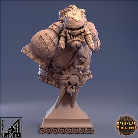 Ork Jugger Bust | DayBreak Miniatures | Compatible with D&D/AOS | Fantasy | Tabletop