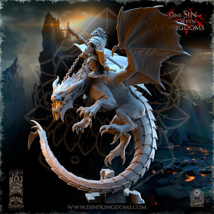 Orc Warlord mounted on Dragon | The Beholder Miniatures | Compatible with D&D/AoS | Fantasy | Tabletop RPG