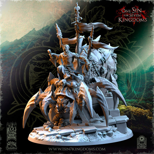 Savage Orc Shaman on Spider | The Beholder Miniatures | Compatible with D&D/AoS | Fantasy | Tabletop RPG