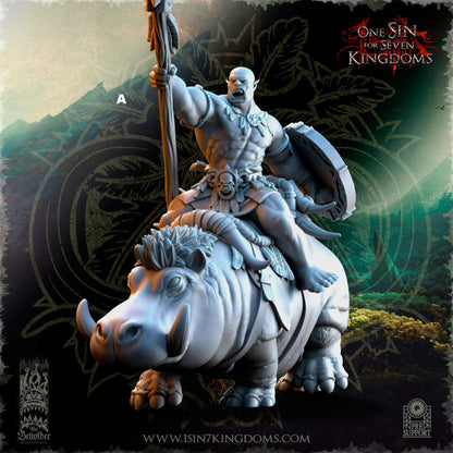 Mounted Savage Orc Spear and Shield | The Beholder Miniatures | Compatible with D&D/AoS | Fantasy | Tabletop RPG