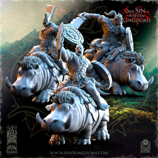 Mounted Savage Orc Cleaver and Shield | The Beholder Miniatures | Compatible with D&D/AoS | Fantasy | Tabletop RPG