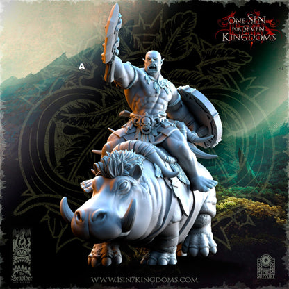 Mounted Savage Orc Cleaver and Shield | The Beholder Miniatures | Compatible with D&D/AoS | Fantasy | Tabletop RPG