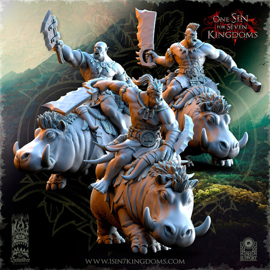 Mounted Savage Orc Dual Cleaver | The Beholder Miniatures | Compatible with D&D/AoS | Fantasy | Tabletop RPG