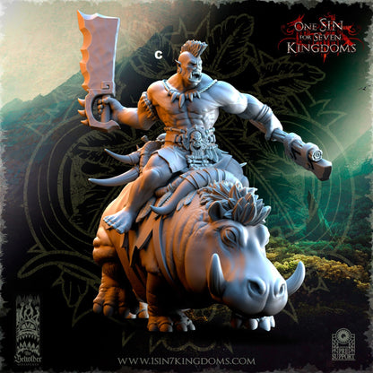 Mounted Savage Orc Dual Cleaver | The Beholder Miniatures | Compatible with D&D/AoS | Fantasy | Tabletop RPG