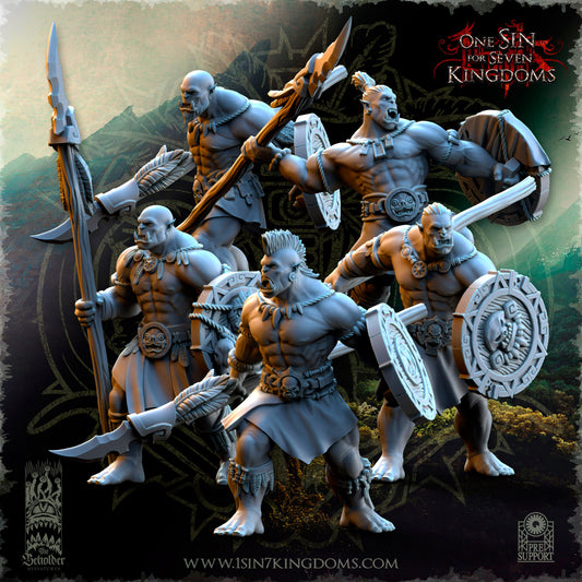 Savage Orc Spear and Shield | The Beholder Miniatures | Compatible with D&D/AoS | Fantasy | Tabletop RPG