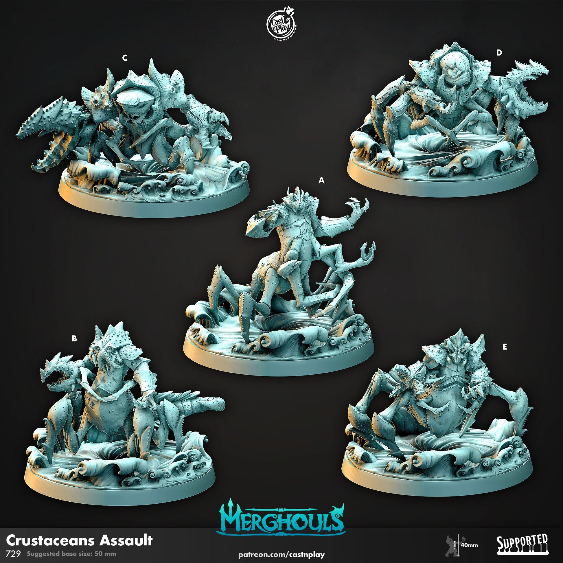 Merghoul Crustaceans Assault | CastnPlay | Compatible with D&D/AoS | Fantasy | Tabletop RPG