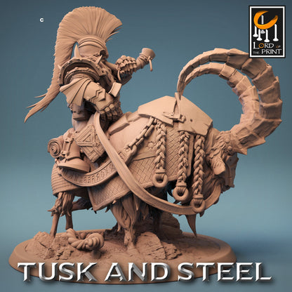 Dwarf Warrior on Goat Mount | Rescale Miniatures | Compatible with D&D/AoS | Fantasy | Tabletop RPG
