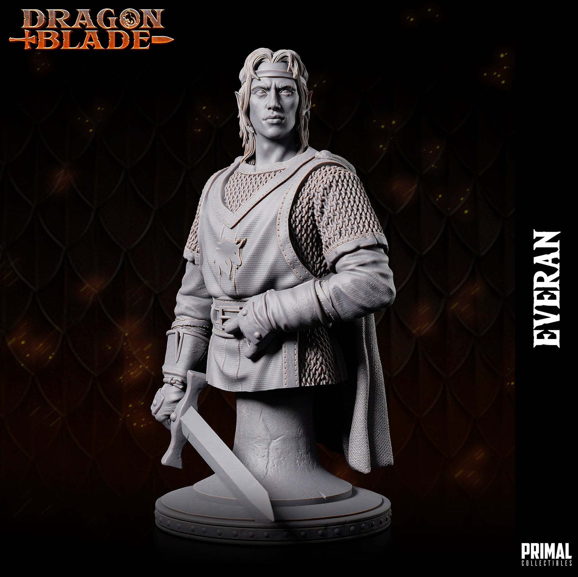 Elf Everan Bust | Primal Collectibles | Compatible with D&D/AoS | Fantasy