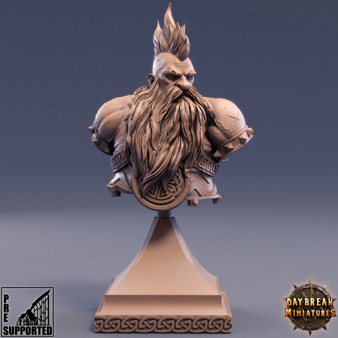 Dwarf Flint Bust | DayBreak Miniatures | Compatible with D&D/AOS | Fantasy | Tabletop