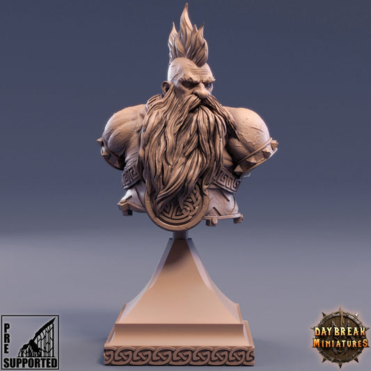 Dwarf Flint Bust | DayBreak Miniatures | Compatible with D&D/AOS | Fantasy | Tabletop