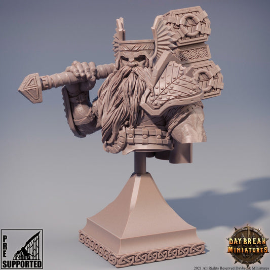 Dwarf Ilmar Bust | DayBreak Miniatures | Compatible with D&D/AOS | Fantasy | Tabletop