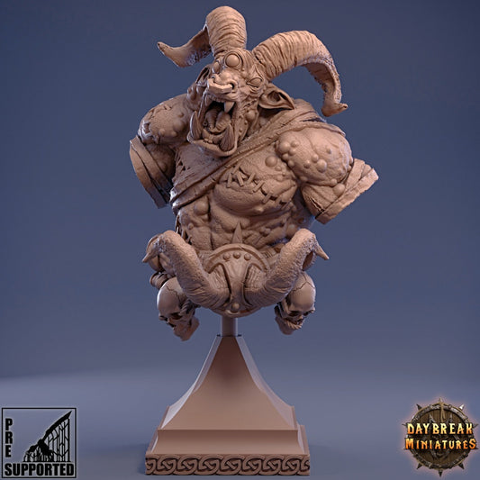 Beastman Spetzaar Bust | DayBreak Miniatures | Compatible with D&D/AOS | Fantasy | Tabletop