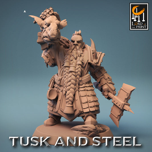Dwarf Warrior No Helmet | Rescale Miniatures | Compatible with D&D/AoS | Fantasy | Tabletop RPG