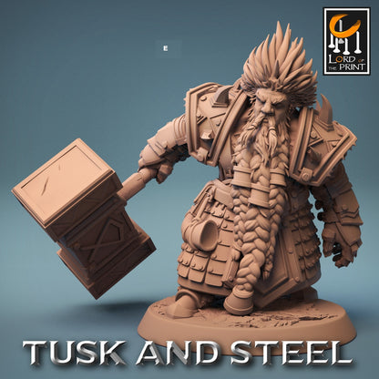 Dwarf Warrior No Helmet | Rescale Miniatures | Compatible with D&D/AoS | Fantasy | Tabletop RPG