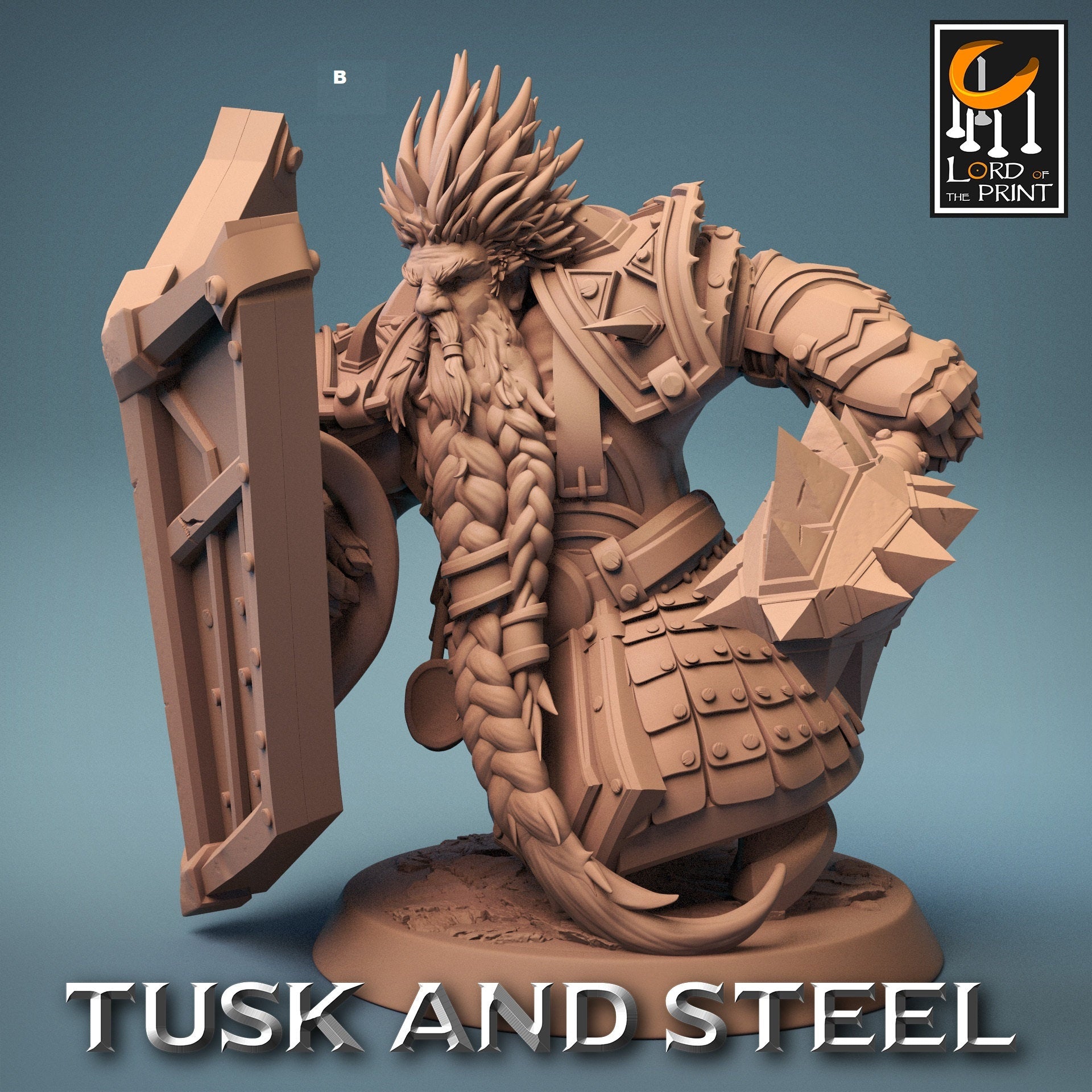 Dwarf Warrior with Shield | Rescale Miniatures | Compatible with D&D/AoS | Fantasy | Tabletop RPG