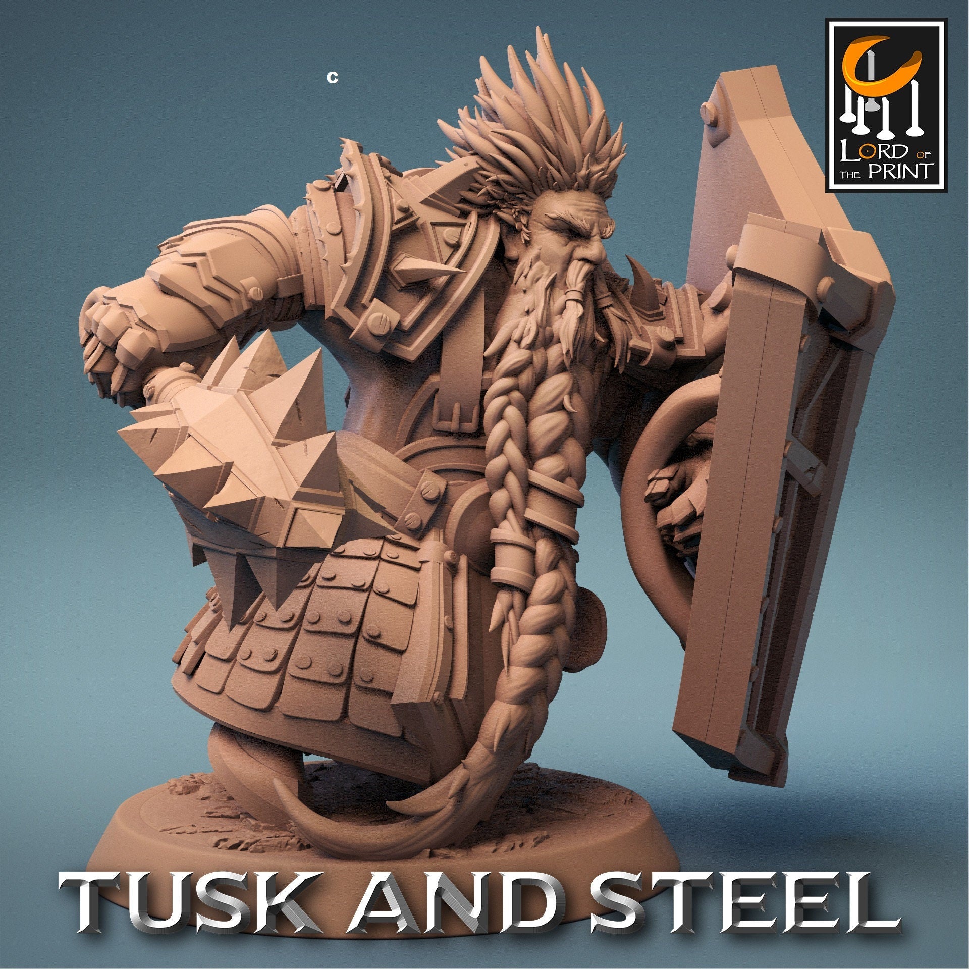 Dwarf Warrior with Shield | Rescale Miniatures | Compatible with D&D/AoS | Fantasy | Tabletop RPG