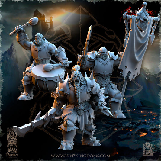 Black Orc Warrior Command | The Beholder Miniatures | Compatible with D&D/AoS | Fantasy | Tabletop RPG