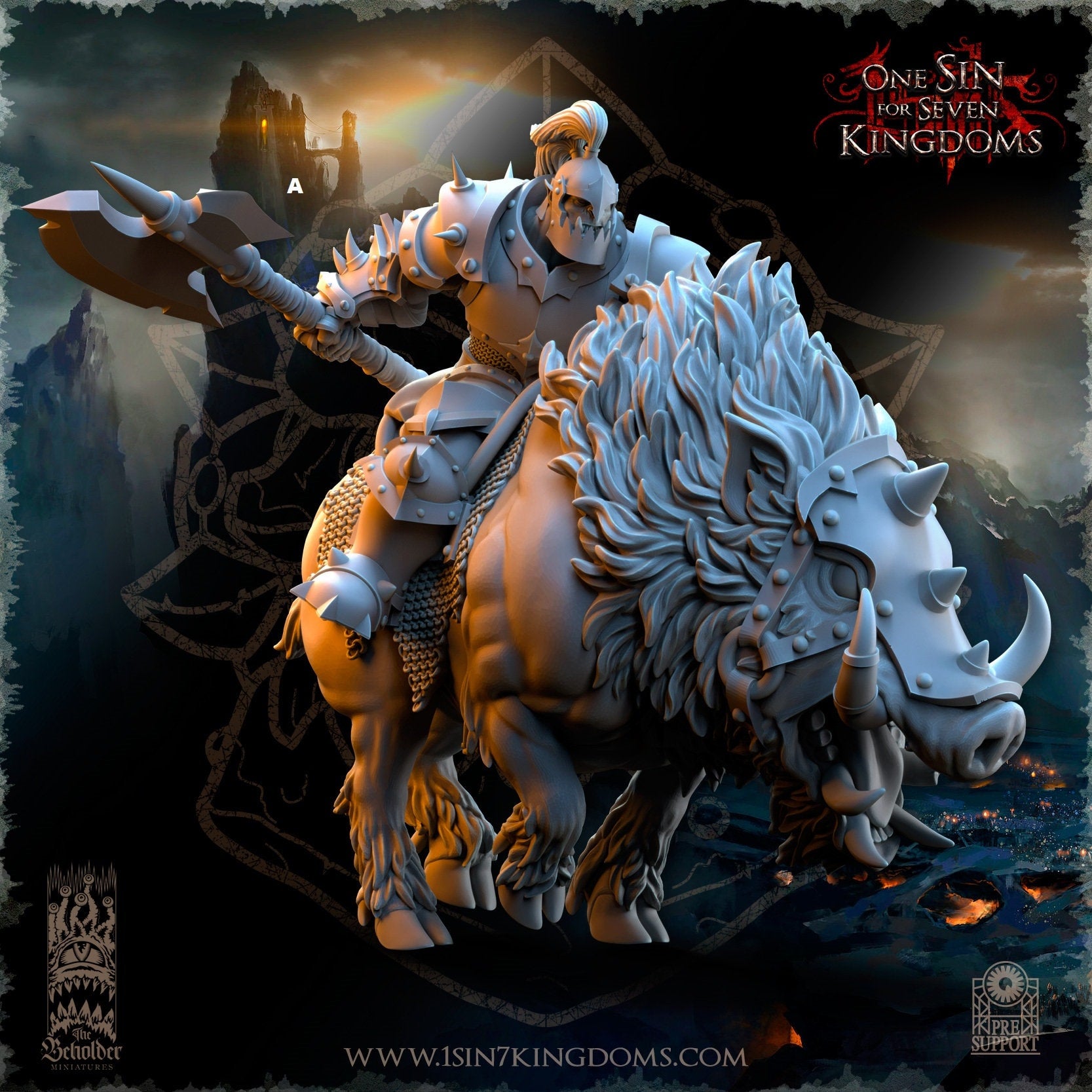 Black Orc Mounted Great Axe | The Beholder Miniatures | Compatible with D&D/AoS | Fantasy | Tabletop RPG