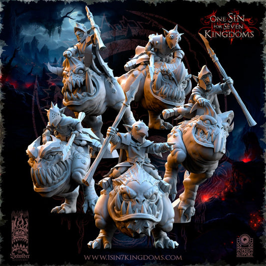 Black Horde Goblin Armoured on Cave Horror | The Beholder Miniatures | Compatible with D&D/AoS | Fantasy | Tabletop RPG