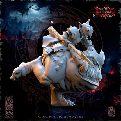 Black Horde Goblin Armoured on Cave Horror | The Beholder Miniatures | Compatible with D&D/AoS | Fantasy | Tabletop RPG