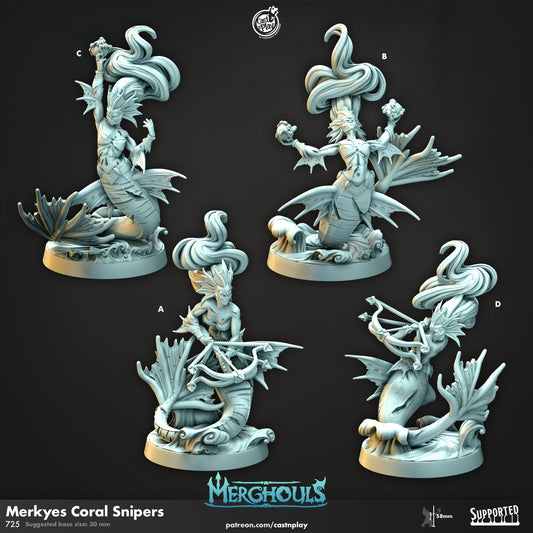 Merghoul Coral Snipers | CastnPlay | Compatible with D&D/AoS | Fantasy | Tabletop RPG