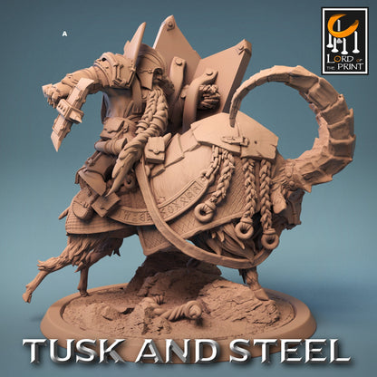 Dwarf Warrior on Goat Mount | Rescale Miniatures | Compatible with D&D/AoS | Fantasy | Tabletop RPG