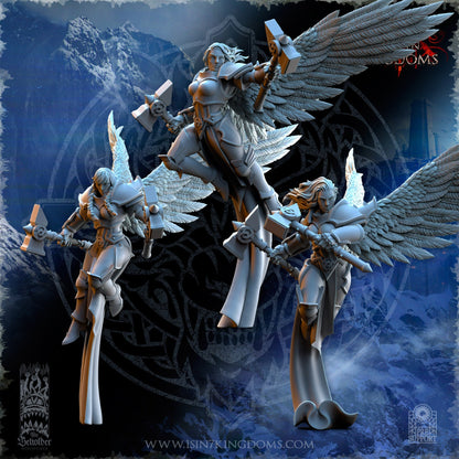 Storm Wolves Valkyrie Dual Hammers | The Beholder Miniatures | Compatible with D&D/AoS | Fantasy | Tabletop RPG