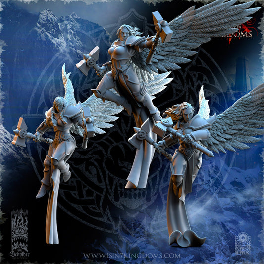 Storm Wolves Valkyrie Dual Hammers | The Beholder Miniatures | Compatible with D&D/AoS | Fantasy | Tabletop RPG