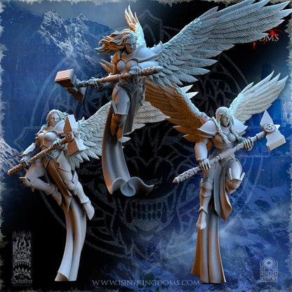 Storm Wolves Valkyrie Eternals Great Hammer | The Beholder Miniatures | Compatible with D&D/AoS | Fantasy | Tabletop RPG
