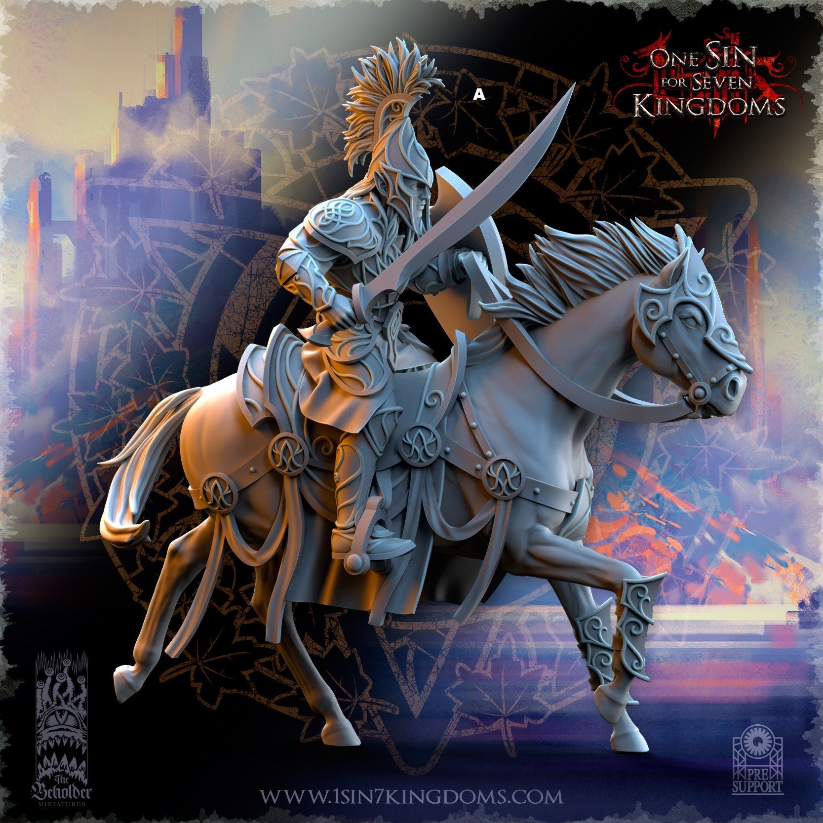 SilverMoor Elf Cavalry Sword and Shield | The Beholder Miniatures | Compatible with D&D/AoS | Fantasy | Tabletop RPG