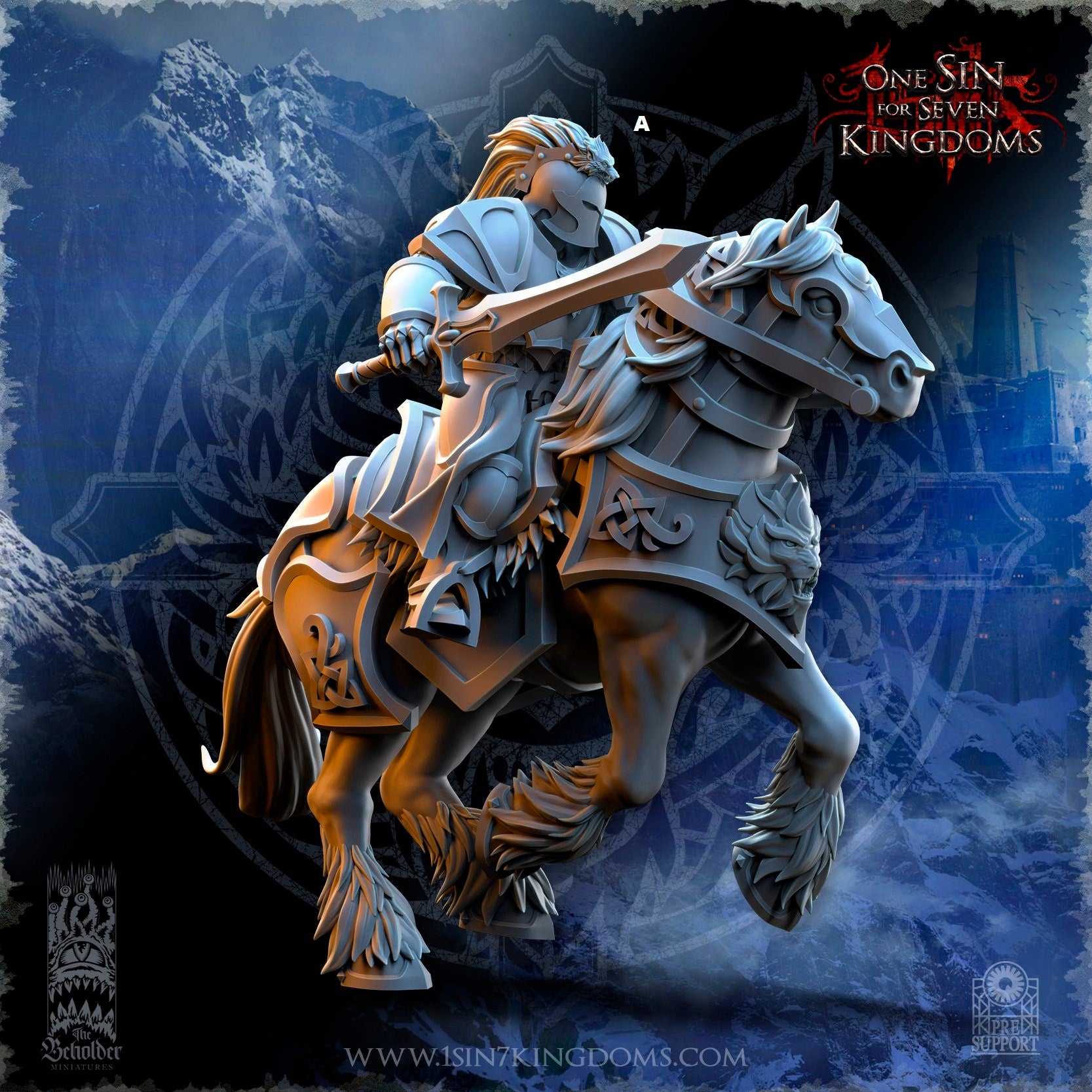 StormWolves Knight Sword and Shield | The Beholder Miniatures | Compatible with D&D/AoS | Fantasy | Tabletop RPG