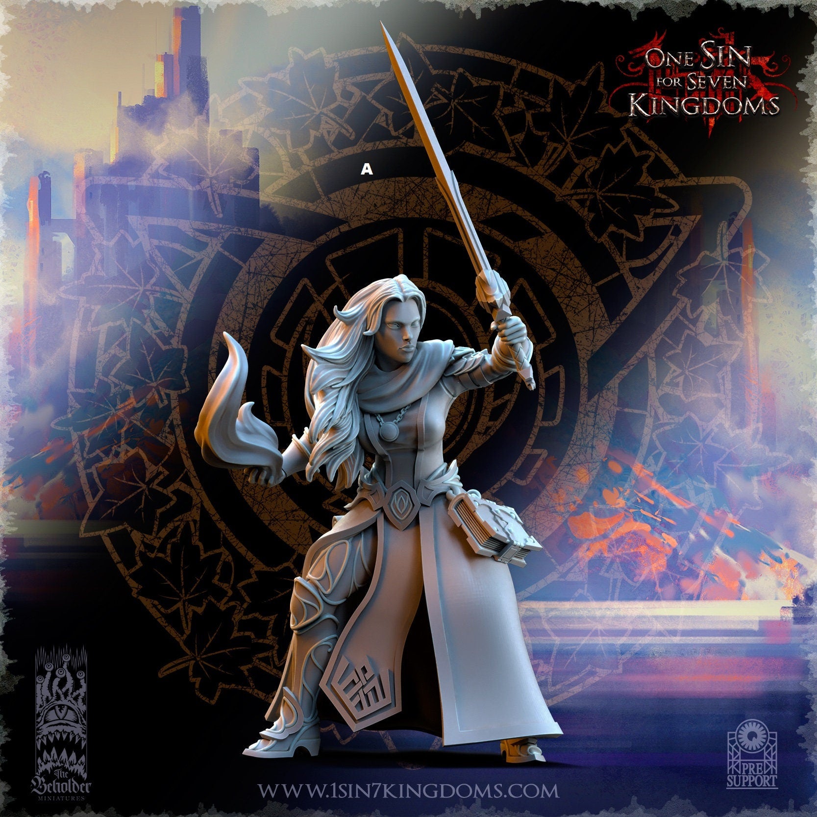 Elf Wizard Female with Sword | The Beholder Miniatures | Compatible with D&D/AoS | Fantasy | Tabletop RPG