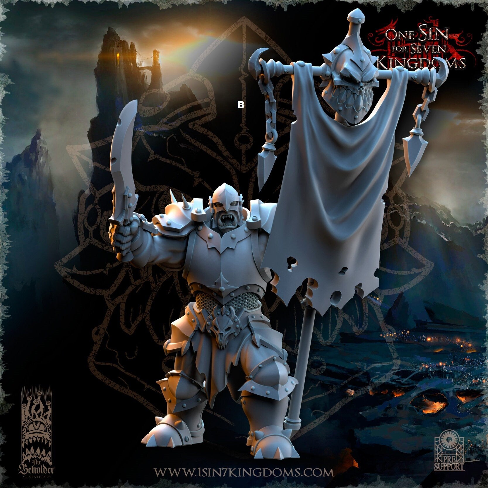 Black Orc Warrior Command | The Beholder Miniatures | Compatible with D&D/AoS | Fantasy | Tabletop RPG