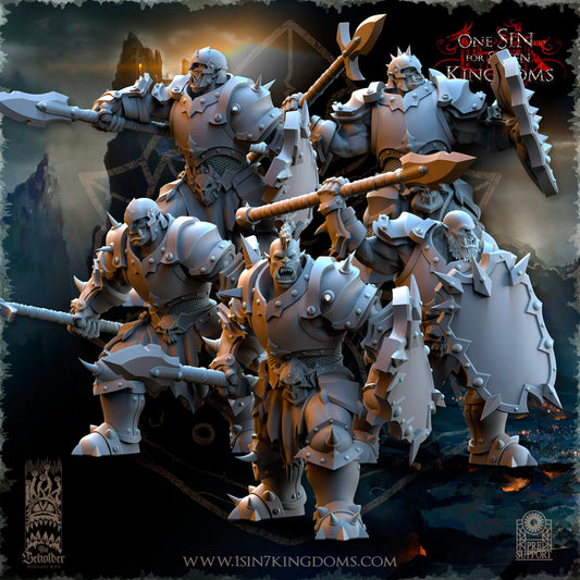 Black Orc Warrior Spear and Shield | The Beholder Miniatures | Compatible with D&D/AoS | Fantasy | Tabletop RPG