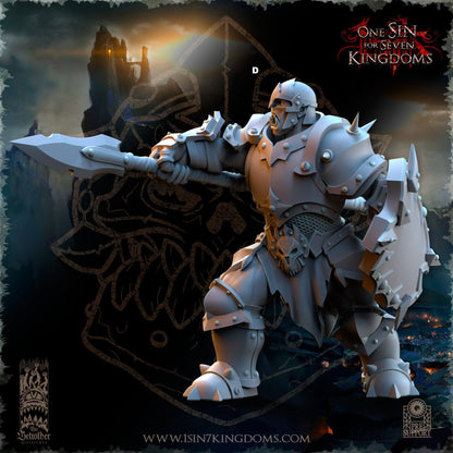 Black Orc Warrior Spear and Shield | The Beholder Miniatures | Compatible with D&D/AoS | Fantasy | Tabletop RPG