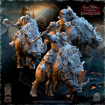 Black Orc Mounted Maces | The Beholder Miniatures | Compatible with D&D/AoS | Fantasy | Tabletop RPG