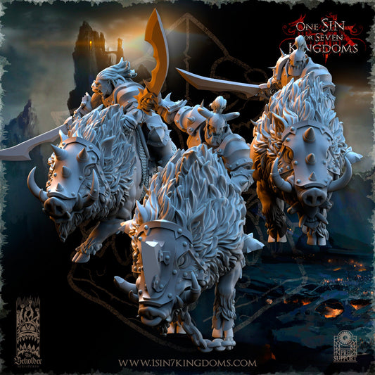 Black Orc Mounted Swords | The Beholder Miniatures | Compatible with D&D/AoS | Fantasy | Tabletop RPG