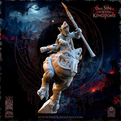 Black Horde Goblin Armoured on Cave Horror | The Beholder Miniatures | Compatible with D&D/AoS | Fantasy | Tabletop RPG