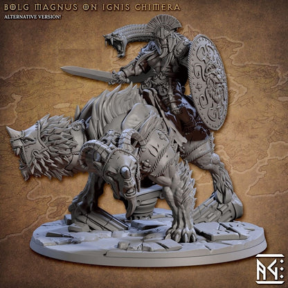 BugBear Bolg Chieftain Mounted Chimera | Artisan Guild Miniatures | Compatible with D&D/AoS | Fantasy | Tabletop RPG