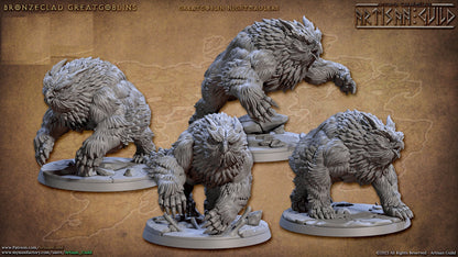 BugBear Warrior Mounted OwlBear | Artisan Guild Miniatures | Compatible with D&D/AoS | Fantasy | Tabletop RPG