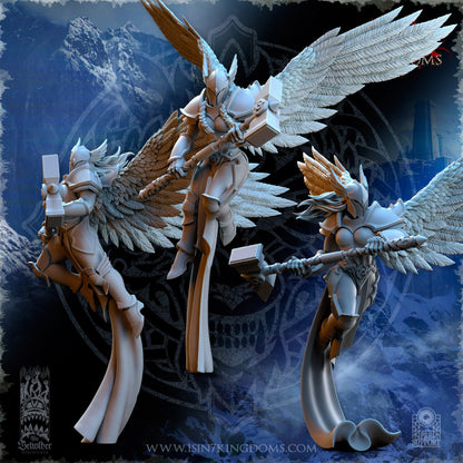 Storm Wolves Valkyrie Eternals Great Hammer | The Beholder Miniatures | Compatible with D&D/AoS | Fantasy | Tabletop RPG