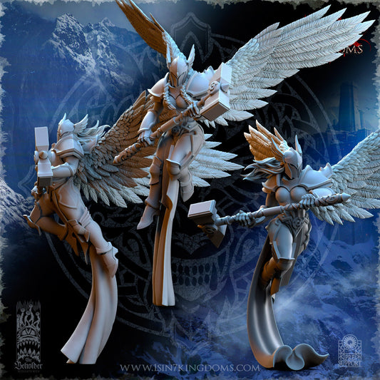 Storm Wolves Valkyrie Eternals Great Hammer | The Beholder Miniatures | Compatible with D&D/AoS | Fantasy | Tabletop RPG