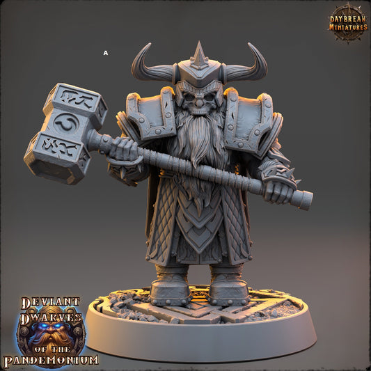 Deviant Dwarf Warrior | DayBreak Miniatures | Compatible with D&D/AOS | Fantasy | Tabletop