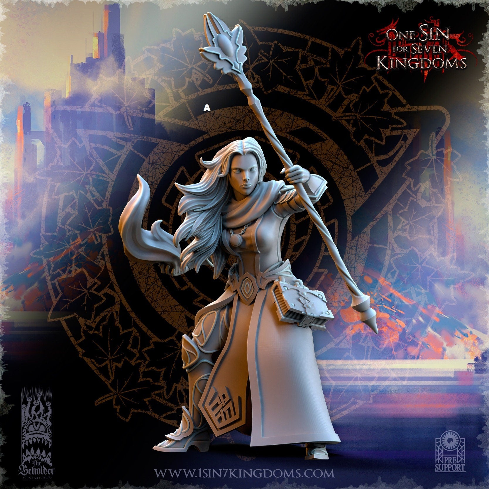 Elf Wizard Female with Staff | The Beholder Miniatures | Compatible with D&D/AoS | Fantasy | Tabletop RPG